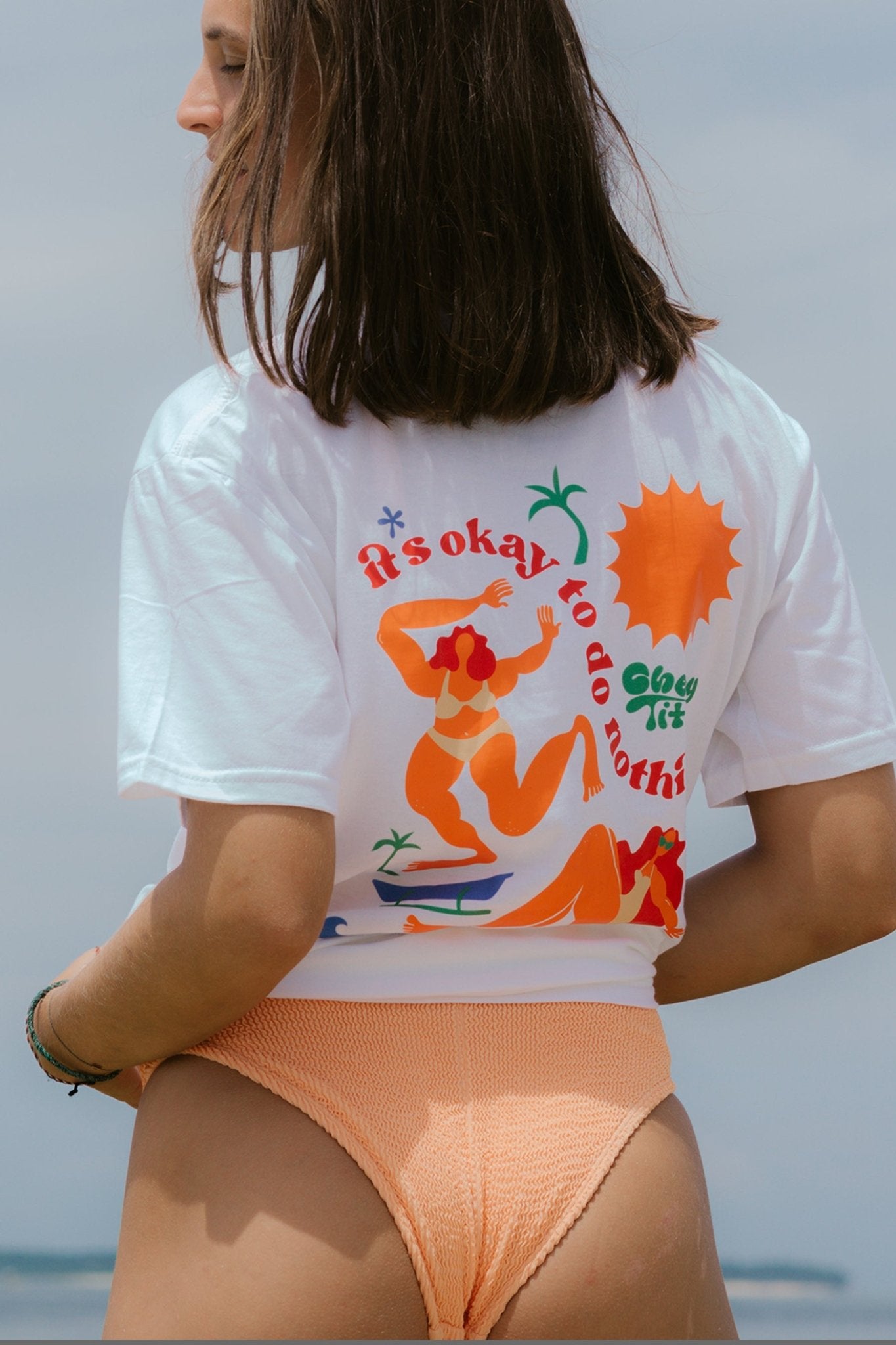 It's Okay to Do Nothing White Tee - Cheeky Titas